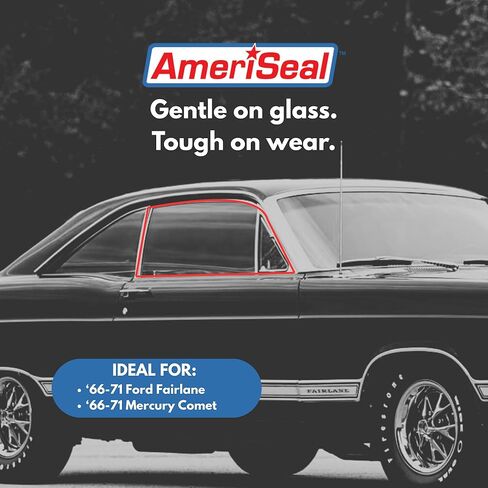 10867 قناة تشغيل زجاجية مطاطية EPDM مرنة مناسبة عالميًا بطول 96 بوصة للتطبيق - Ford & Mercury Fairlane 1966-71 AS134096 75000452 (أسود) in Kuwait