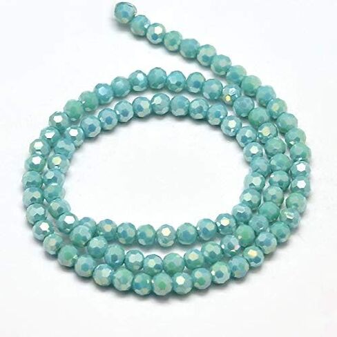About 90pcs Full Rainbow Plated Glass Beads Strands, 4mm Turquoise Faceted Round Loose Spacer Beads for Jewelry Making for DIY Bracelet Necklace Earrings, Hole: 1mm in Kuwait