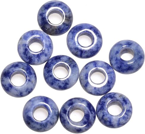 Natural Stone Beads Large Hole (5-6mm) Polished Rondelle European Gemstone Beads for Charm Bracelets Jewelry Making 8X14mm(Pack of 50,Mix) in Saudi Arabia