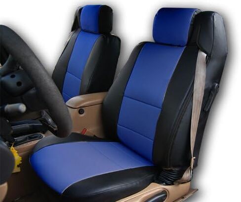 Iggee Designed for Chrysler Sebring 2001~2006 Convertible Color Artificial Leather Original Exact fit 2 Front seat Covers - Driver & Passenger Seats (Black/Grey) in Kuwait
