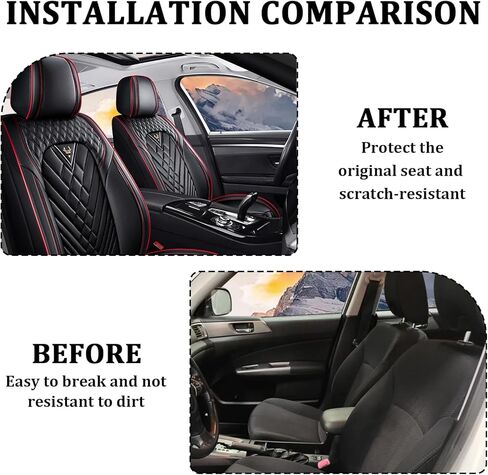 Car Seat Covers Front Seats for GMC Acadia 2007-2023, Waterproof Nappa Leather Car Seat Cover, Full Coverage Car Seat Covers Sets(2 Seats/Black Red) in Saudi Arabia
