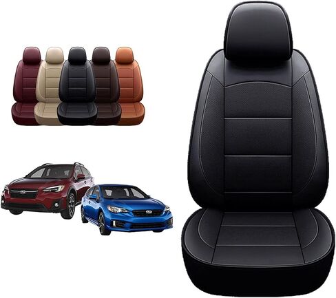 OASIS AUTO Custom Fit Seat Covers Compatible with Subaru Impreza (2012-2016) & Crosstrek (2013-2017) - Waterproof Faux Leather Full Set, Car Interior Accessories (Black) in Saudi Arabia