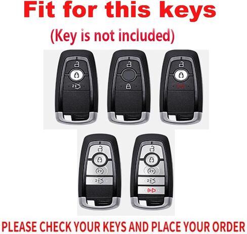 Leather Key Fob Cover with Keychain Metal Key Case Shell Full Protection Fit for Lincoln Nautilus Corsair Aviator Navigator Key Cover 2 3 4 5 Buttons Red in Saudi Arabia