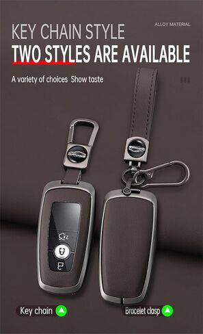 Leather Key Fob Cover with Keychain Metal Key Case Shell Full Protection Fit for Lincoln Nautilus Corsair Aviator Navigator Key Cover 2 3 4 5 Buttons Red in Saudi Arabia