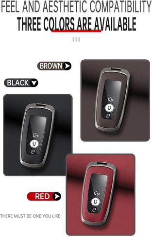 Leather Key Fob Cover with Keychain Metal Key Case Shell Full Protection Fit for Lincoln Nautilus Corsair Aviator Navigator Key Cover 2 3 4 5 Buttons Red in Saudi Arabia