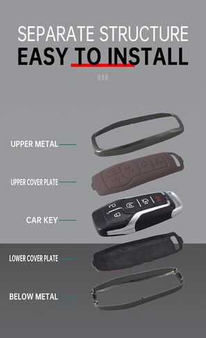 Leather Key Fob Cover with Keychain Metal Key Case Shell Full Protection Fit for Lincoln Nautilus Corsair Aviator Navigator Key Cover 2 3 4 5 Buttons Red in Saudi Arabia