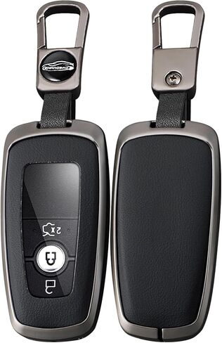 Leather Key Fob Cover with Keychain Metal Key Case Shell Full Protection Fit for Lincoln Nautilus Corsair Aviator Navigator Key Cover 2 3 4 5 Buttons Red in Saudi Arabia