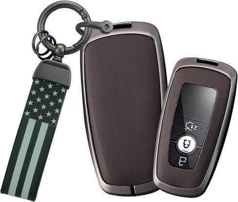 Leather Key Fob Cover with Keychain Metal Key Case Shell Full Protection Fit for Lincoln Nautilus Corsair Aviator Navigator Key Cover 2 3 4 5 Buttons Red in Saudi Arabia
