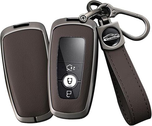 Leather Key Fob Cover with Keychain Metal Key Case Shell Full Protection Fit for Lincoln Nautilus Corsair Aviator Navigator Key Cover 2 3 4 5 Buttons Red in Saudi Arabia