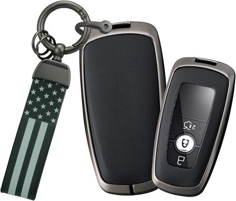 Leather Key Fob Cover with Keychain Metal Key Case Shell Full Protection Fit for Lincoln Nautilus Corsair Aviator Navigator Key Cover 2 3 4 5 Buttons Red in Saudi Arabia