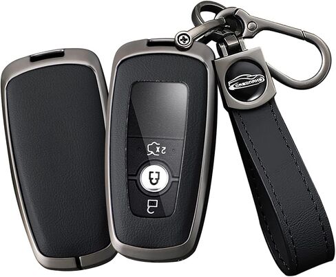 Leather Key Fob Cover with Keychain Metal Key Case Shell Full Protection Fit for Lincoln Nautilus Corsair Aviator Navigator Key Cover 2 3 4 5 Buttons Red in Saudi Arabia