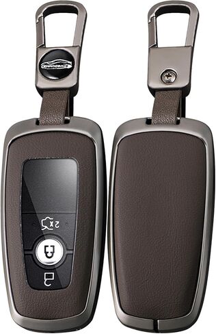 Leather Key Fob Cover with Keychain Metal Key Case Shell Full Protection Fit for Lincoln Nautilus Corsair Aviator Navigator Key Cover 2 3 4 5 Buttons Red in Saudi Arabia