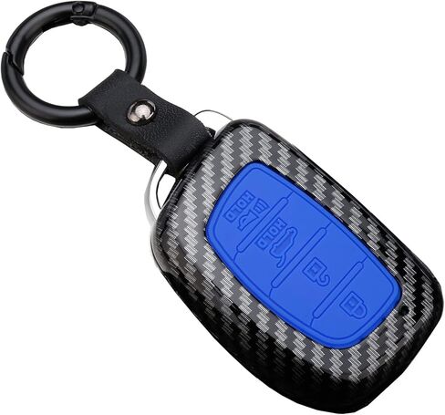 Key Fob Cover Case for 2018 2017 2016 Hyundai Tucson Elantra Sonata 4 Buttons Keyless Entry Remote Case Holder ABS Carbon Fiber Pattern (NOT FIT Flip/Pop Out/Folding Key) (Black) in Kuwait