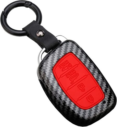 Key Fob Cover Case for 2018 2017 2016 Hyundai Tucson Elantra Sonata 4 Buttons Keyless Entry Remote Case Holder ABS Carbon Fiber Pattern (NOT FIT Flip/Pop Out/Folding Key) (Black) in Kuwait