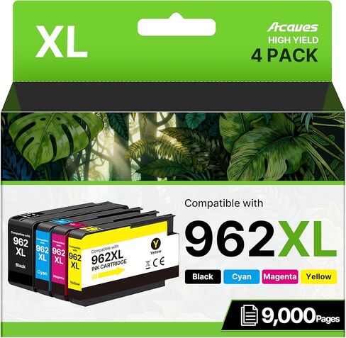 خراطيش حبر 962XL لخراطيش الحبر HP 962XL مجموعة كومبو تعمل لطابعة HP OfficeJet Pro 9010، 9015، 9018، 9020، 9025 9014 9016 9019، 4 عبوات in Kuwait