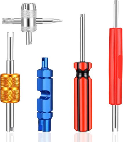 Tire Valve Repair Tool Set, 5Pcs Dual & Single Head Valve Core Remover Wrench 4-Way Valve Tool for Cars Trucks Motorcycle, Multi Function Tire Valve Stem Installer Tools in Saudi Arabia