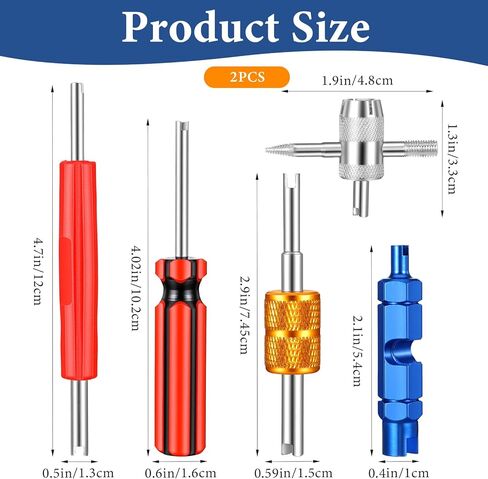 Tire Valve Repair Tool Set, 5Pcs Dual & Single Head Valve Core Remover Wrench 4-Way Valve Tool for Cars Trucks Motorcycle, Multi Function Tire Valve Stem Installer Tools in Saudi Arabia