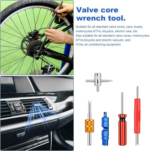 Tire Valve Repair Tool Set, 5Pcs Dual & Single Head Valve Core Remover Wrench 4-Way Valve Tool for Cars Trucks Motorcycle, Multi Function Tire Valve Stem Installer Tools in Saudi Arabia