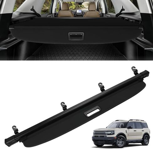 غطاء البضائع متوافق مع 2021-2025 Ford Bronco Sport تخزين خلفي مقاوم للماء غطاء صندوق خلفي قابل للسحب in Kuwait