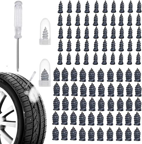 100PCS Spiral Rubber Tire Repair Nails, Universal DIY Vacuum Tire Repair Kit, Puncture Repair Tools for Car, Truck, Motorcycle, Tractor(Black) in Saudi Arabia