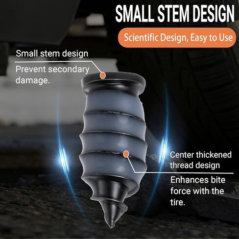 100PCS Spiral Rubber Tire Repair Nails, Universal DIY Vacuum Tire Repair Kit, Puncture Repair Tools for Car, Truck, Motorcycle, Tractor(Black) in Saudi Arabia
