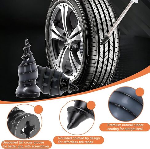 100PCS Spiral Rubber Tire Repair Nails, Universal DIY Vacuum Tire Repair Kit, Puncture Repair Tools for Car, Truck, Motorcycle, Tractor(Black) in Saudi Arabia