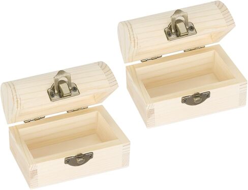 2 Pieces Unfinished Wooden Treasure Box with Hinged Lid, Small Wood Storage Box for DIY Crafts, Jewelry, Keepsakes, Home Decor (2*Large) in Saudi Arabia