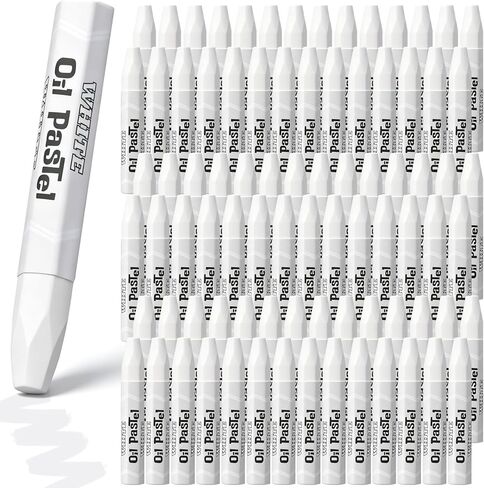 144 Pcs White Oil Pastels Bulk Soft Oil Crayons Precision Bullet Tip Artists Pastel Crayons 2.8 x 0.4 Inch Single Color Creamy Pastels Blending Graffiti for Painting Drawing Sketching in Kuwait