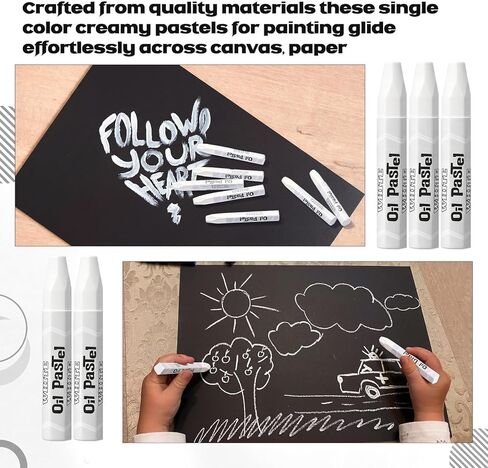 144 Pcs White Oil Pastels Bulk Soft Oil Crayons Precision Bullet Tip Artists Pastel Crayons 2.8 x 0.4 Inch Single Color Creamy Pastels Blending Graffiti for Painting Drawing Sketching in Saudi Arabia