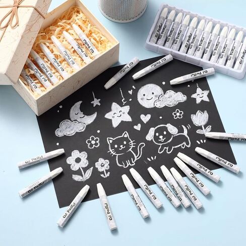144 Pcs White Oil Pastels Bulk Soft Oil Crayons Precision Bullet Tip Artists Pastel Crayons 2.8 x 0.4 Inch Single Color Creamy Pastels Blending Graffiti for Painting Drawing Sketching in Saudi Arabia