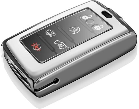 Tukellen for Jeep Key Fob Cover Soft TPU Full Protection Key Case متوافق مع 2022-2026 Grand Cherokee وCherokee، 2021-2026 Wagoneer Grand Wagoneer Key Shell 4/5/6 أزرار (فضي) in Kuwait