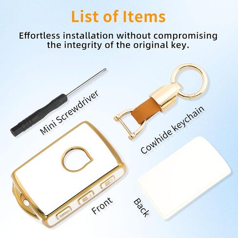 Key Shell Keychain for Volvo Key Fob Cover 4-Button Case Fits Polestar 1 T5 T6 V60 V90 XC40 XC60 XC90 S60 S90 (White) in Saudi Arabia