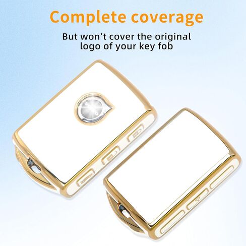 Key Shell Keychain for Volvo Key Fob Cover 4-Button Case Fits Polestar 1 T5 T6 V60 V90 XC40 XC60 XC90 S60 S90 (White) in Saudi Arabia