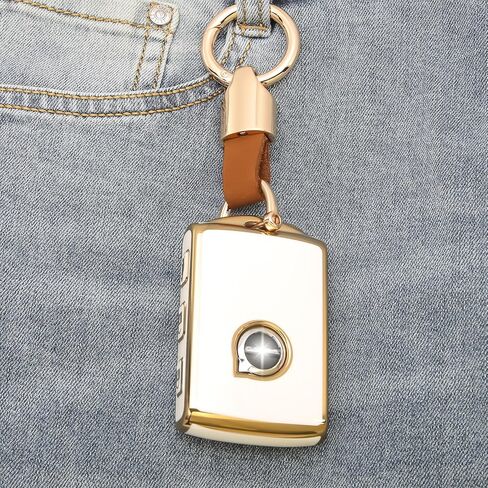 Key Shell Keychain for Volvo Key Fob Cover 4-Button Case Fits Polestar 1 T5 T6 V60 V90 XC40 XC60 XC90 S60 S90 (White) in Saudi Arabia