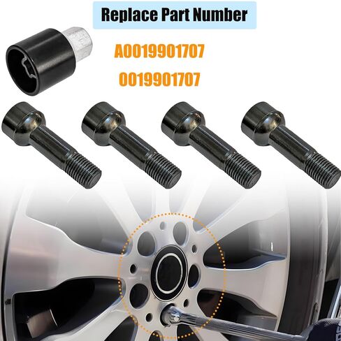 Lockable Wheel Rim Locks Bolt M14 X 1.5 Compatible with Mercedes-Benz AMG C300 E300 E350 S450 GLC300 CLS450 C43 C63 S GLC43 S63 S65, Replace A0019901707 0019901707 in Saudi Arabia