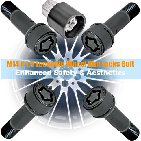 Lockable Wheel Rim Locks Bolt M14 X 1.5 Compatible with Mercedes-Benz AMG C300 E300 E350 S450 GLC300 CLS450 C43 C63 S GLC43 S63 S65, Replace A0019901707 0019901707 in Saudi Arabia