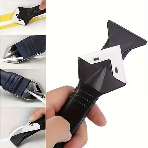 Plastic Razor Blade Set, 2pcs Mini Scrapers Tool with 20 Blades for Removing Stickers, Labels, and Paint from Glass and Car Windows, Yellow/Orange in Kuwait