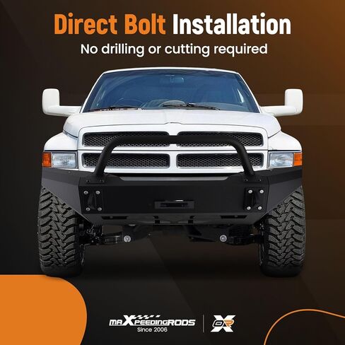 مجموعة المصد الأمامي من maxpeedingrods لسيارة دودج رام 1500 2500 1994-2002 مع لوحة ونش ومقطورة سحب حلقة ثقب مسحوق in Kuwait