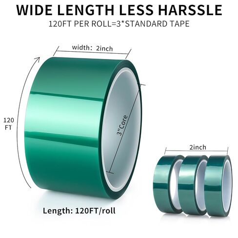 High Temperature Tape for Powder Coating, 2 Inch x 120 Feet Premium Heat Resistant PET Resin Tape for Epoxy Resin Supplies, Industrial Spraying Masking, Electronic Insulation, Resin Craft(1Pack) in Saudi Arabia