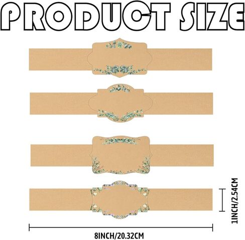 120 Brown Kraft Soap Labels 8 Style Handmade Soap Wrap Tags Paper Soap Sleeves Covers Tape - Wrap Tape Kraft Paper Bands Vertical Tag for Christmas Homemade Soaps Packaging Supplies (Kraft Blank) in Kuwait