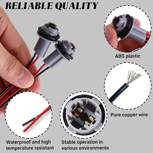2 PCS Car Turn Signal Lights Harness Pigtail Socket, T10 T13 T15 194 Bulb Plug and Play Connector for Tail Brake Reverse Lights, Universal Light Bulb Retrofit Socket Assembly in Saudi Arabia