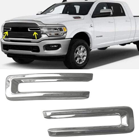 Chrome Front Bumper Grille Grill Covers Overlay for 2019 2020 2021 2022 2023 2024 Dodge Ram 2500 3500 4500 5500 U Bar Insert Cover Not the Replacement ABS in Saudi Arabia