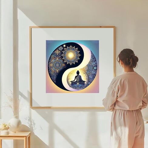 DIADAY Yin Yang Diamond Art Kits for Adults, Buddha & Mandala Diamond Painting Kits for Adults, 5D Full Drill Round Diamond Art, DIY Gem Craft Home Wall Decor Gift 12 x 12 Inches in Saudi Arabia