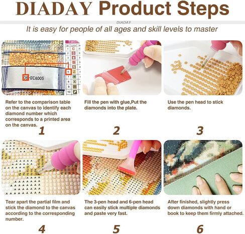 DIADAY Yin Yang Diamond Art Kits for Adults, Buddha & Mandala Diamond Painting Kits for Adults, 5D Full Drill Round Diamond Art, DIY Gem Craft Home Wall Decor Gift 12 x 12 Inches in Saudi Arabia