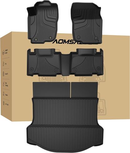 AOMSAZTO Floor Mats Compatible with 2013-2018 Toyota Rav4 (Not for Hybrid) All Weather TPE Cargo Mat Custom Fit LE/SE/XLE/Limited/Platinum/Adventure for Toyota Rav4-1st & 2nd Row Car Mats, Black in Kuwait