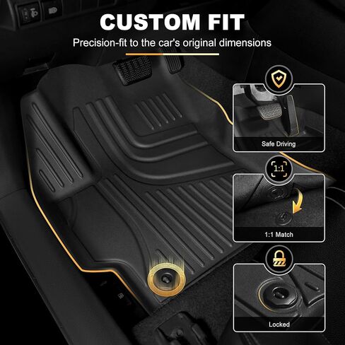 AOMSAZTO Floor Mats Compatible with 2013-2018 Toyota Rav4 (Not for Hybrid) All Weather TPE Cargo Mat Custom Fit LE/SE/XLE/Limited/Platinum/Adventure for Toyota Rav4-1st & 2nd Row Car Mats, Black in Kuwait