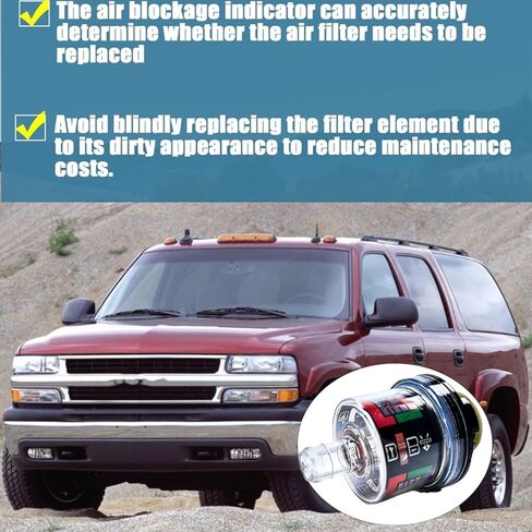 Air Flow Restriction Sensor Meter Gauge for GMC Sierra 1500 1999-2009 | Air Filter Restriction Indicator, Compatible with GMC Sierra 1500, Replace 15073765 in Saudi Arabia