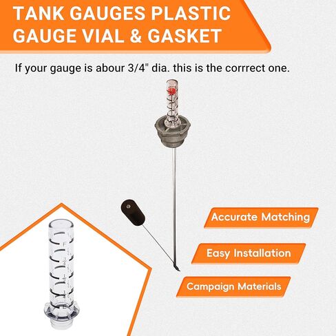 KUROKU Tank Gauges PLASTIC Gauge Vial & Gasket Oil Tank Gauge Scale Vial 10159 Compatible with Scully Beckett Tank Gauges Vial Oil Equipment Parts in Saudi Arabia