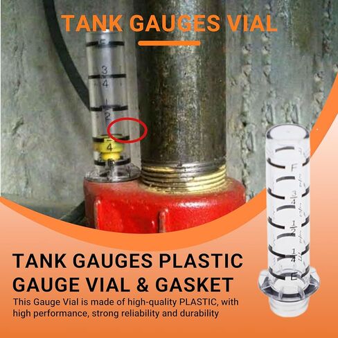 KUROKU Tank Gauges PLASTIC Gauge Vial & Gasket Oil Tank Gauge Scale Vial 10159 Compatible with Scully Beckett Tank Gauges Vial Oil Equipment Parts in Saudi Arabia