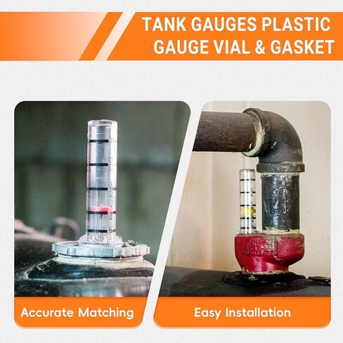 KUROKU Tank Gauges PLASTIC Gauge Vial & Gasket Oil Tank Gauge Scale Vial 10159 Compatible with Scully Beckett Tank Gauges Vial Oil Equipment Parts in Saudi Arabia